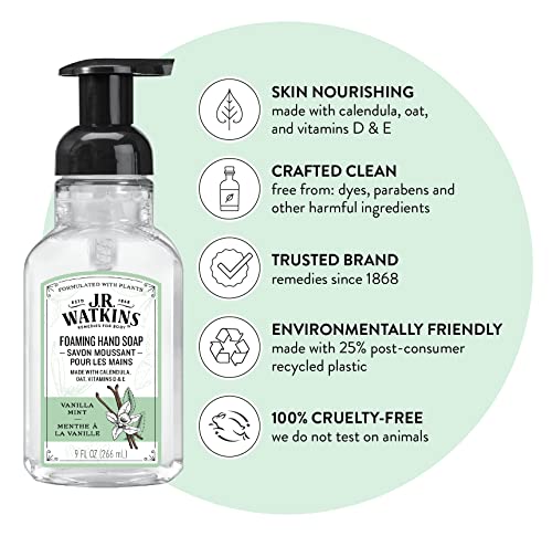 J.R. Watkins - Vanilla Mint Foaming Hand Soap (266ml)