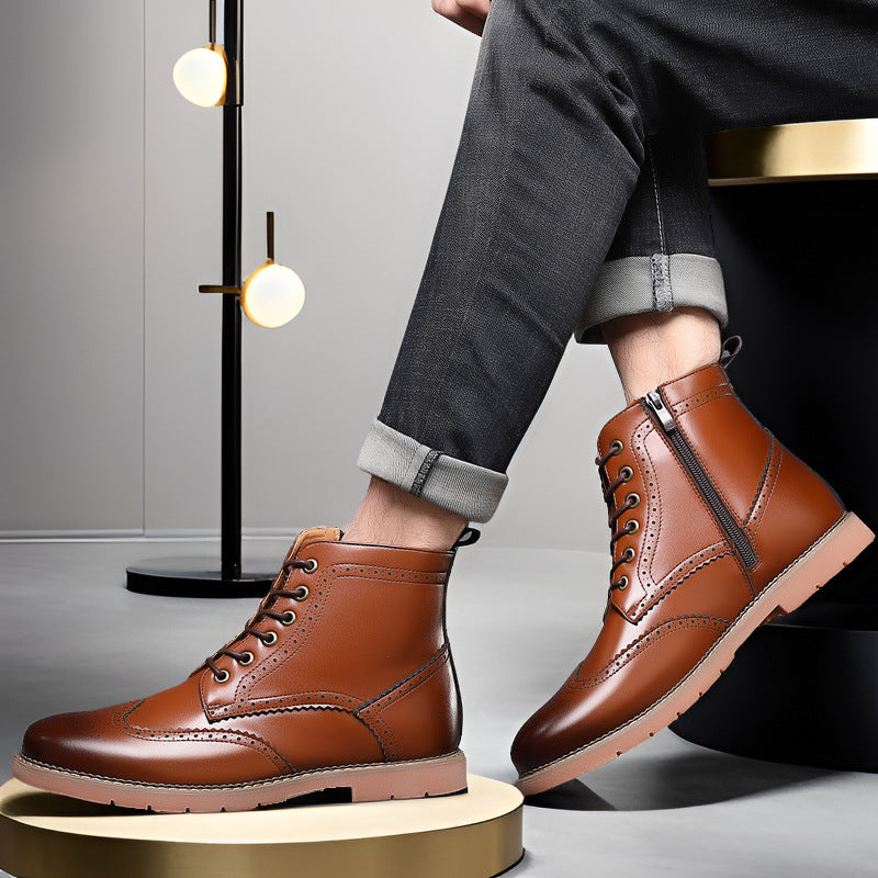 Men's British Martin Boots – High-Top Business Casual Leather Shoes