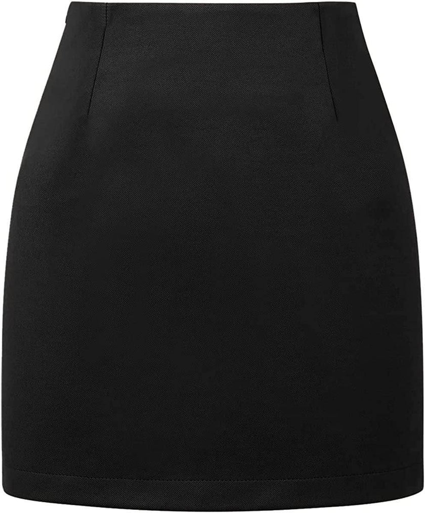Women's High Waist Plaid Tight Pencil Wool Mini Skirt