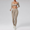 Quick-drying Nude Feel Running Sports Workout Yoga Clothes 2pcs set Long sleeve Crop top and High Waist Pant