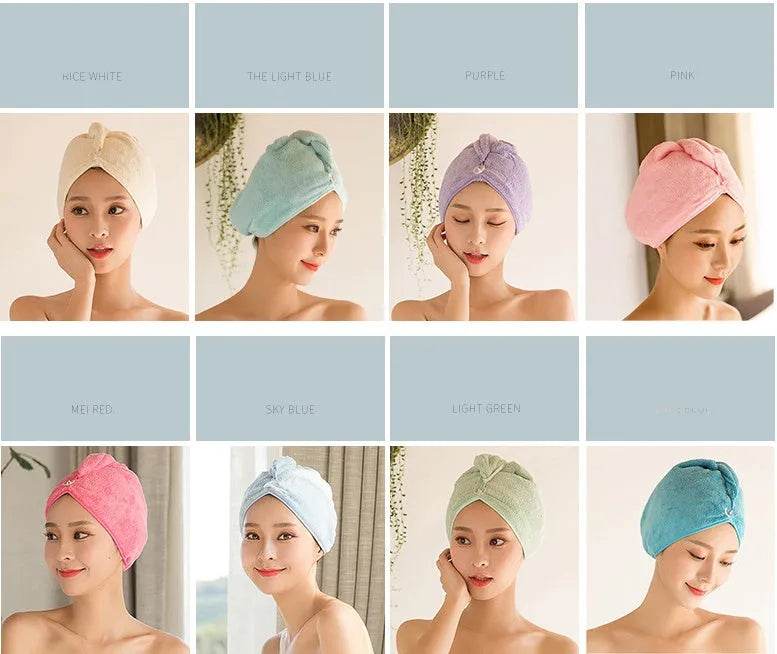 Women's Microfiber Hair Dryer Cap Absorbent Hair Towel.