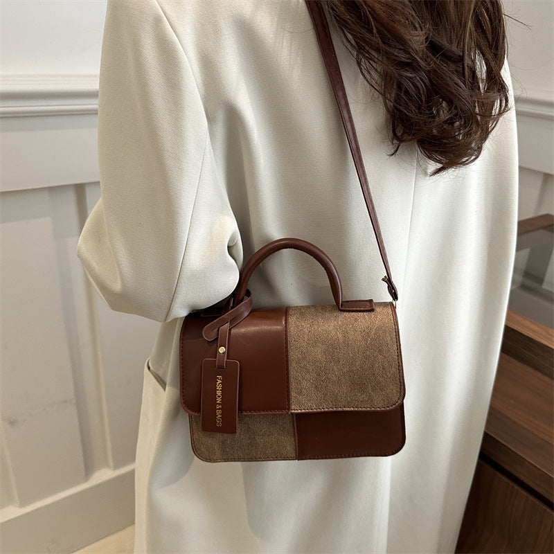 Textured Patchwork Tote Bag – PU Leather Shoulder Bag for Women | 4 Colors
