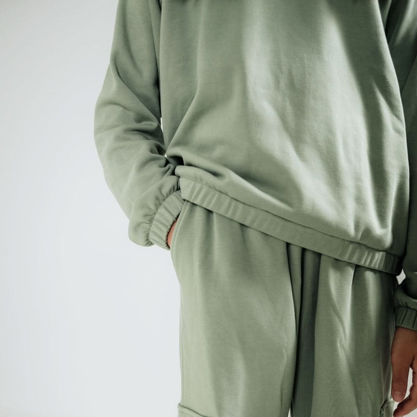 Youth Bamboo Fleece Collared Pullover | Sage