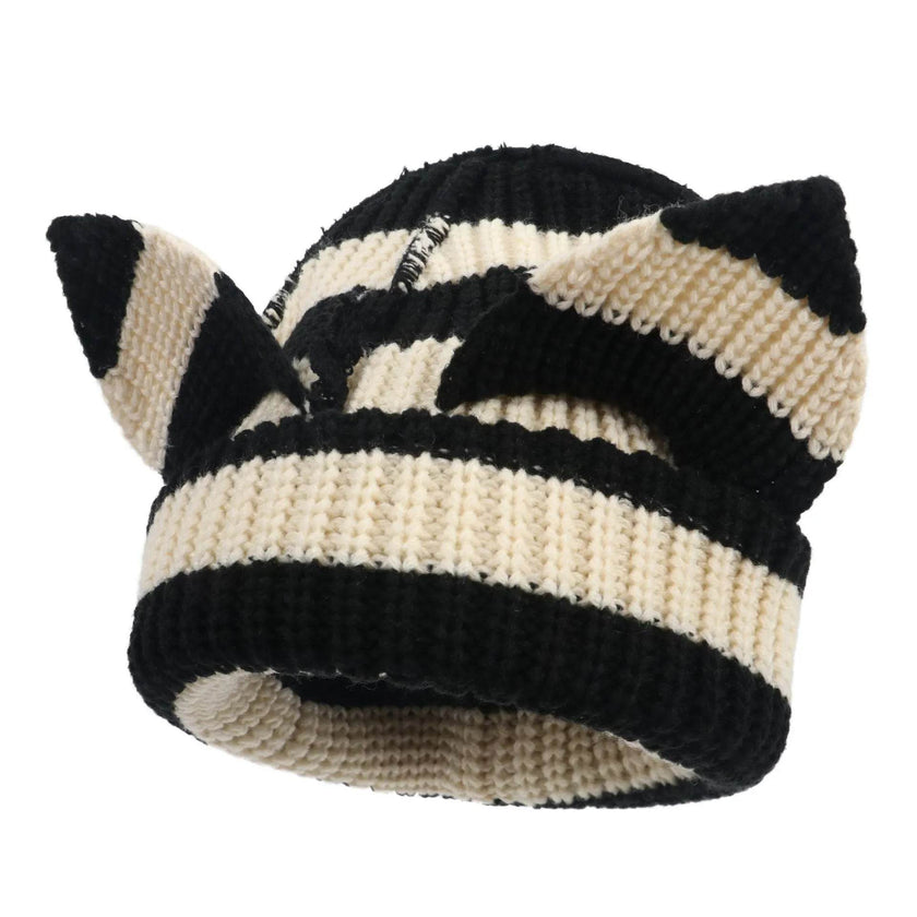 Devil Ears Thickened All Acrylic Knitted Beanie Hat