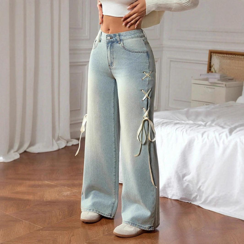 Women's Wide-Leg Jeans – High Waist Loose Fit Denim Pants