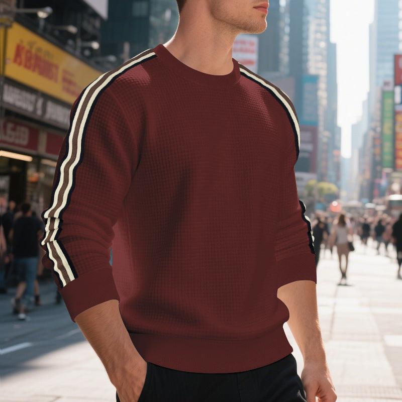 Mens Crew Neck Sweater – Striped Loose Pullover for Casual Wear