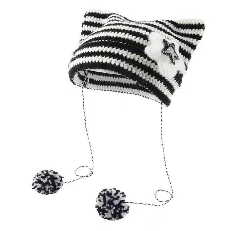 Breathable Windproof Cute Thermal Head Cover Woolen Cap beanies