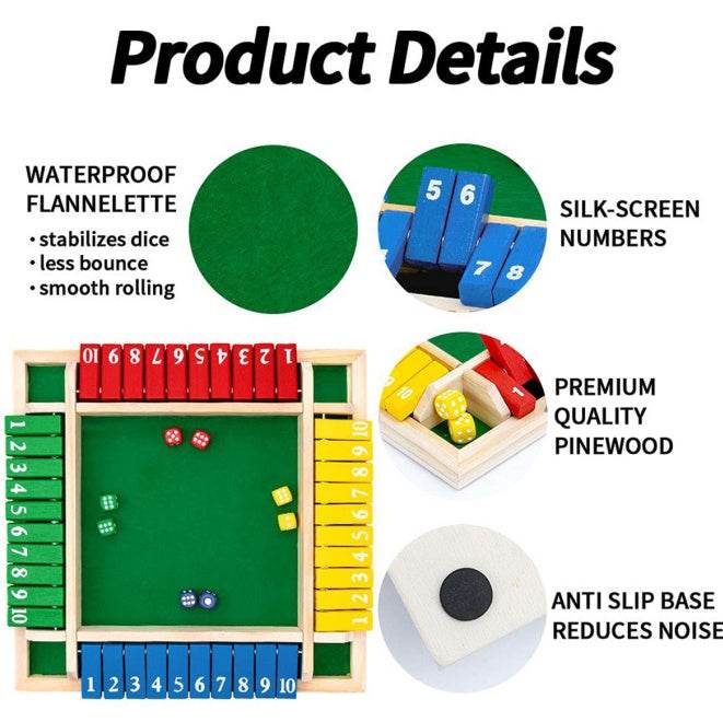 Children Dice Game,2-4 Player Family Wooden Board Table Math Games For Adults And Kids.