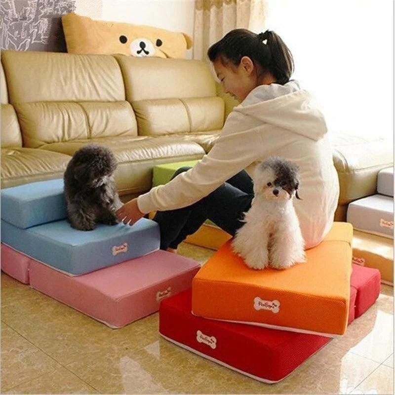 Foldable Pet Stairs – 2-Step Foam Dog & Cat Steps (Small & Large, Multiple Colours)