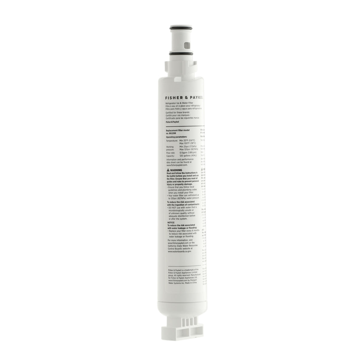 Filtre à eau pour réfrigérateur Fisher & Paykel DCS 862288 WP FWC1