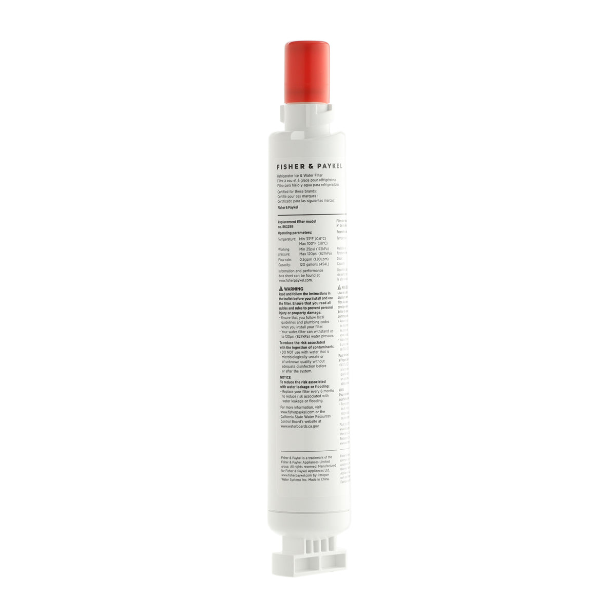 Filtre à eau pour réfrigérateur Fisher & Paykel DCS 862288 WP FWC1