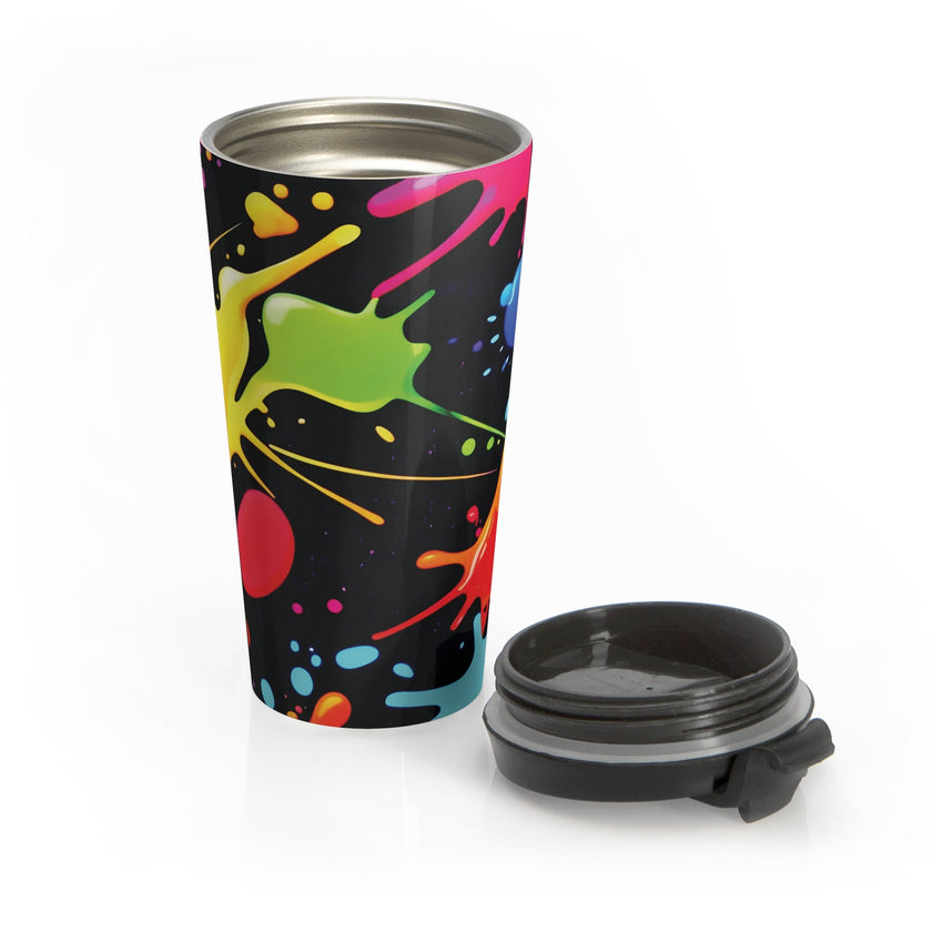 Neon Paint Splatter Stainless Steel Travel Mug | Colorful Splash Tumbler