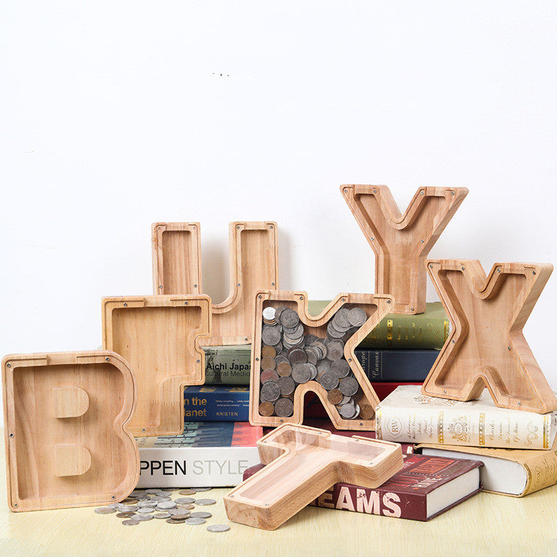 Wooden Animal & Alphabet Piggy Bank – Kids Holiday Gift, A–Z & Animal Styles