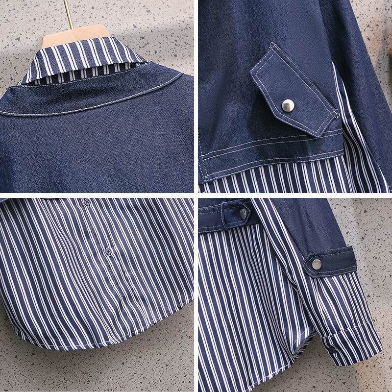 Casual Denim Jacket Fake Two-piece Suit Women
