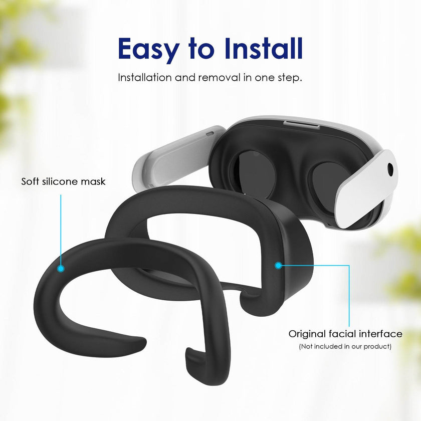 Silicone VR Face Mask For Meta Quest 3 VR Headset Lightproof VR Facial Interface Sweatproof Cushion Replacement Cover Pad