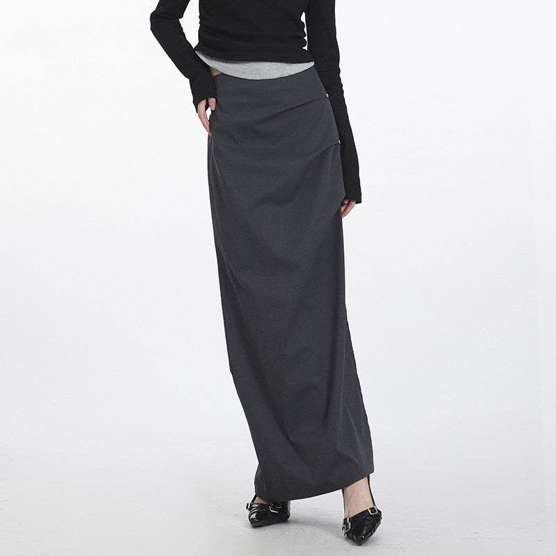 Retro  Design Casual Temperament Side Slit long Pencil Skirt for work