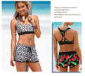 Women's Floral Print Bikini Split Swimsuit | Polyester Swimwear S-2XL