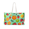 Tropical Fruit Pattern Weekender Bag | Citrus Strawberry Kiwi Beach Tote | Large Tote Bag