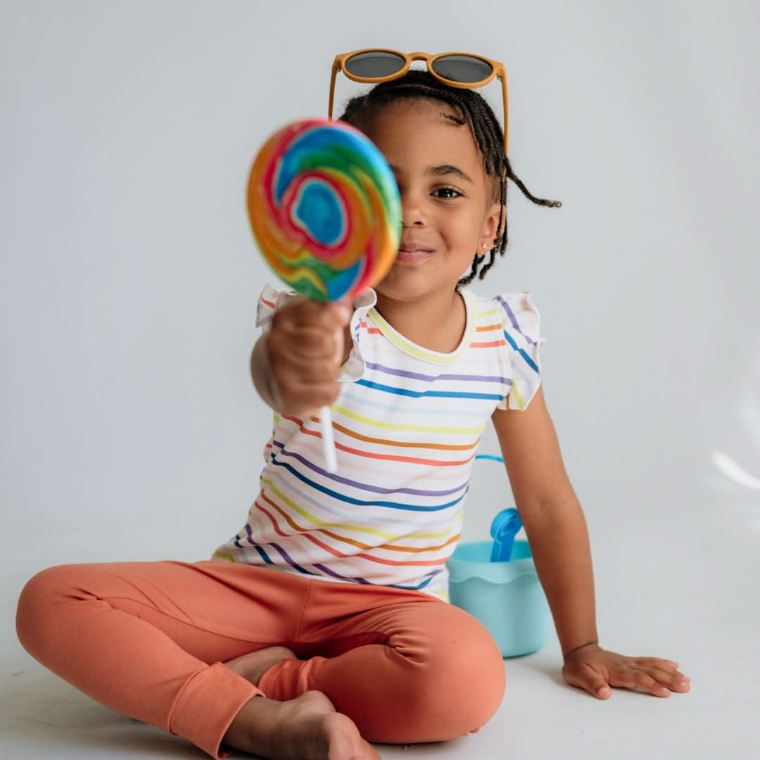 Baby/Kids' Bamboo Ruffle Shoulder | Rainbow Stripe