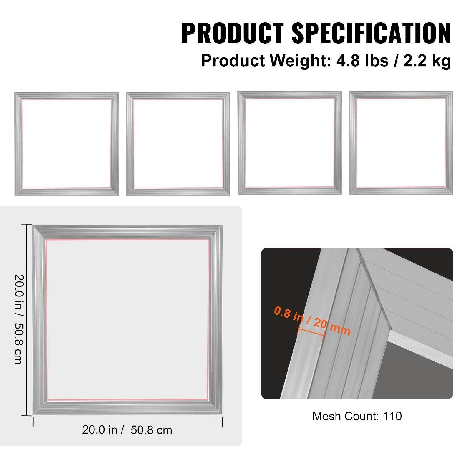 Screen Printing Kit, 4 Pieces Aluminum Silk Screen Printing Frames
