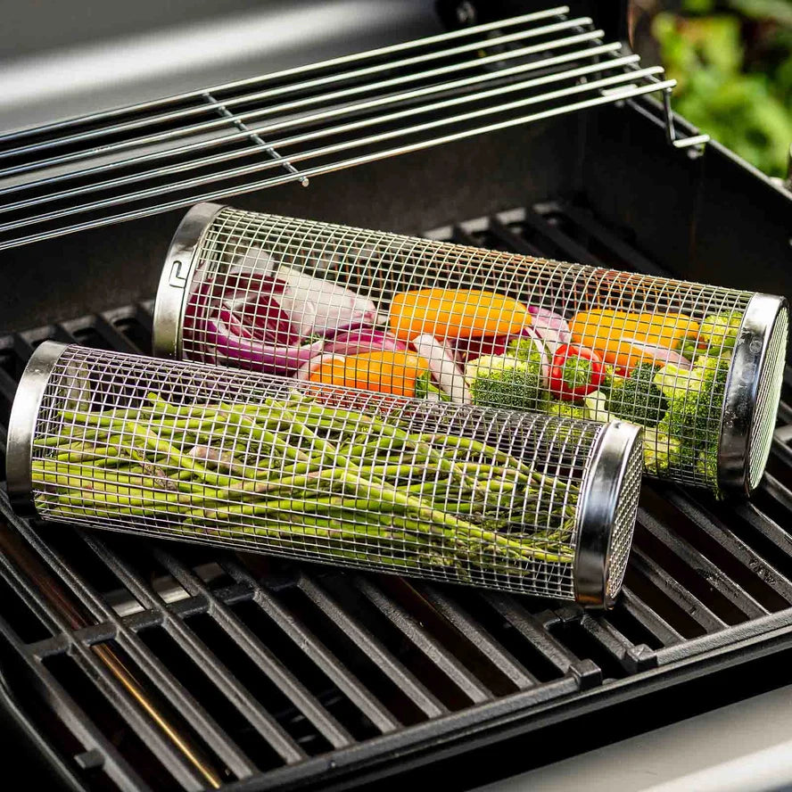 TableCraft Rolling Grilling Baskets, Set of 2