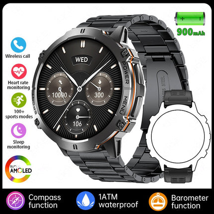 X3 Pro AMOLED Men's Smartwatch – Bluetooth Calling, 100+ Sports Modes, 900mAh Battery, Compass & Barometer