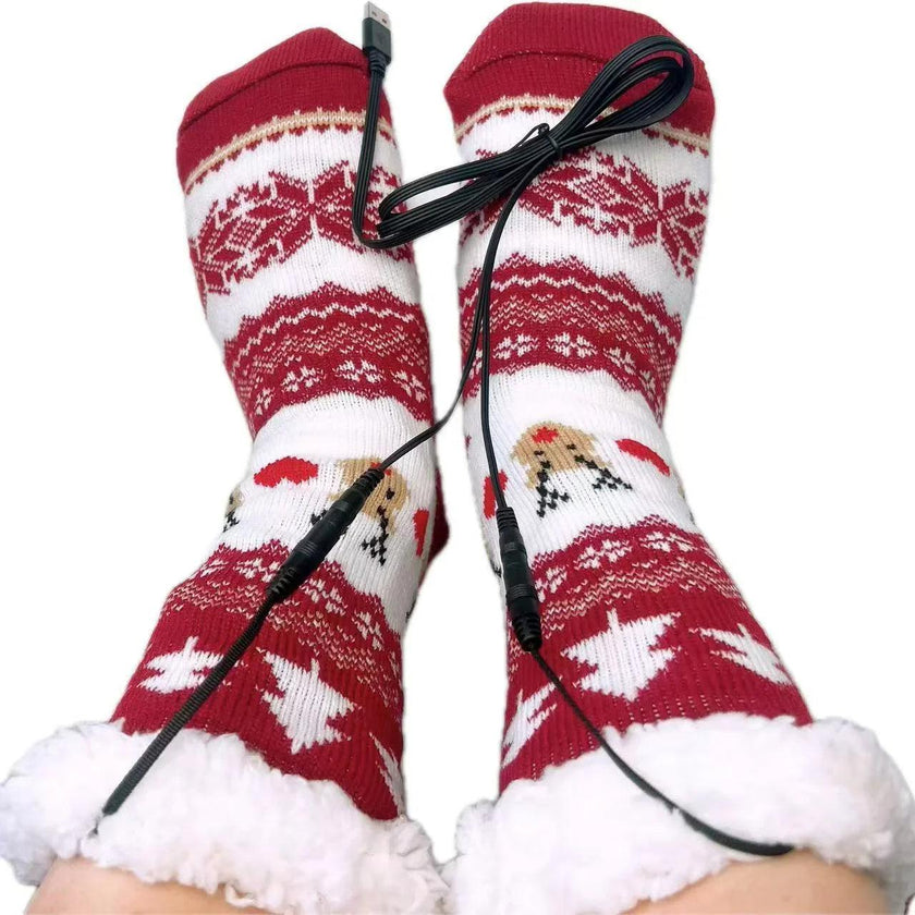 USB Electric Heating Warm Thickened Heating Room Socks