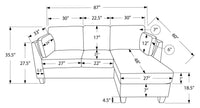 Sofa chaise longue avec deux coussins de 87