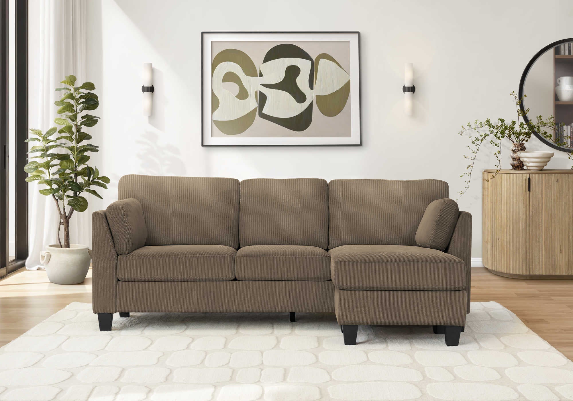 Sofa chaise longue avec deux coussins de 87