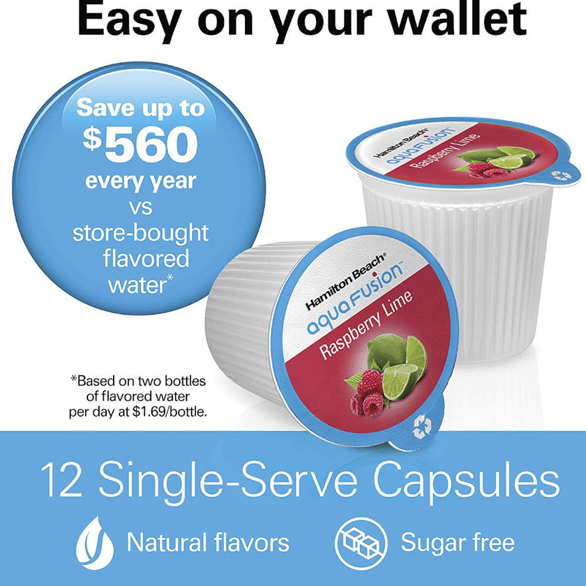 HAMILTON BEACH AQUAFUSION Raspberry Lime Flavor Capsules 12Pk - 87361