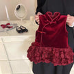 Girls' Fashion Velvet Padded Cheongsam Dress
