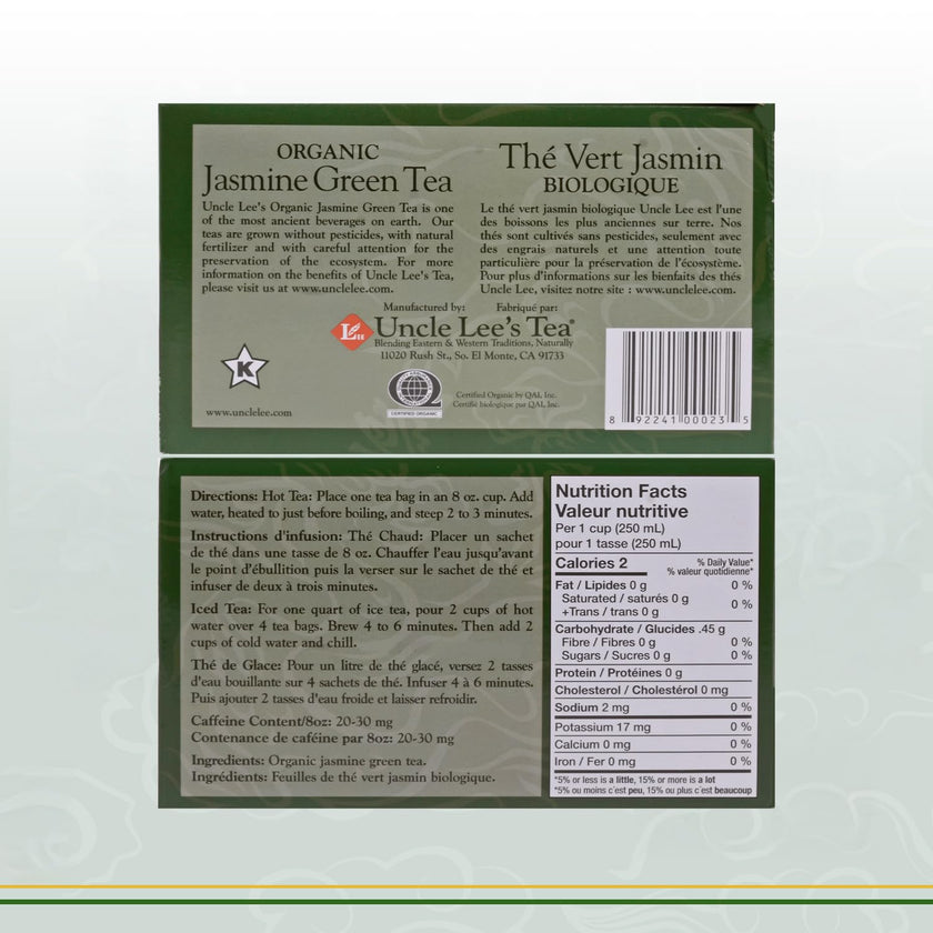Uncle Lee's Tea - Organic Jasmine Green Tea (18bg)