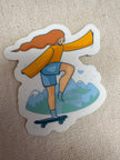 Kactus Blue Skateboard Girl Sticker