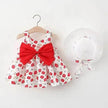 Baby Girl Floral Princess Dress with Matching Hat – Cotton Suspender Sundress for Toddlers