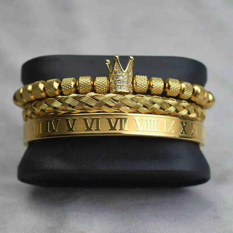 Crown Twist Woven Mesh With Diamond Digital Bracelet Set