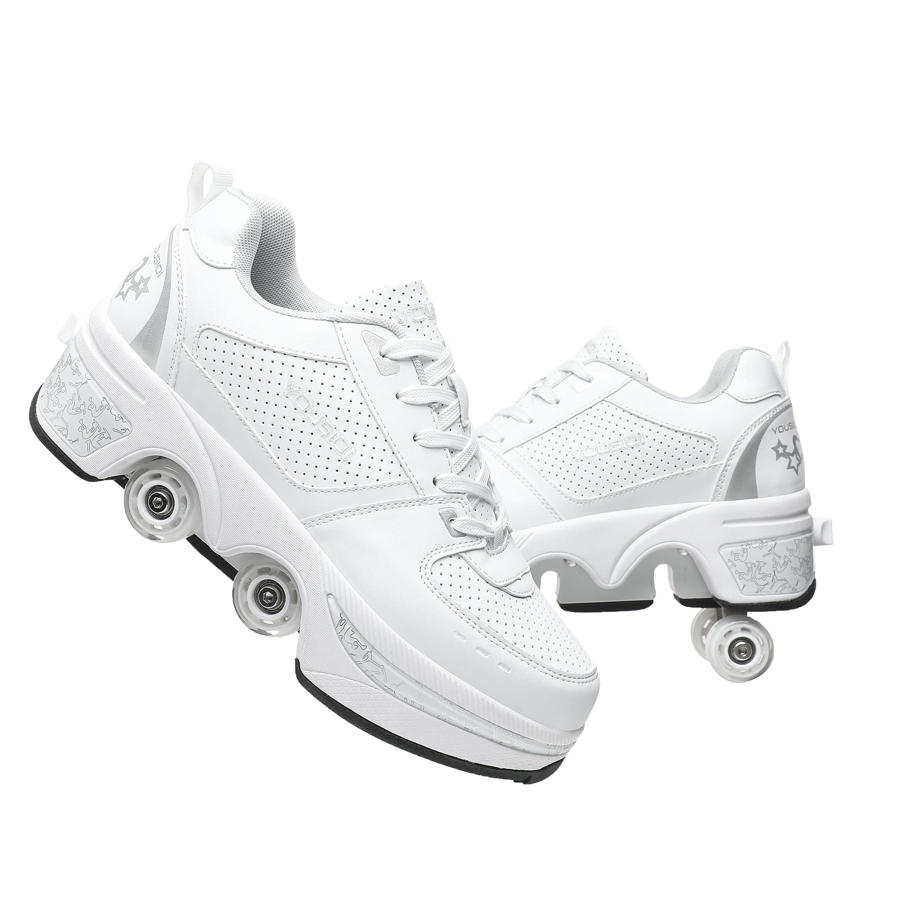 Four Wheel Rampage LED Roller Skate Shoes – 7-Color Atmosphere Breathing Light