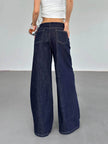 Fashion American Retro Wide Leg Baggy Jeans Pant For Women