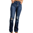 Women's High Waist Ripped Bootcut Jeans – Blue Denim Pants Canada USA