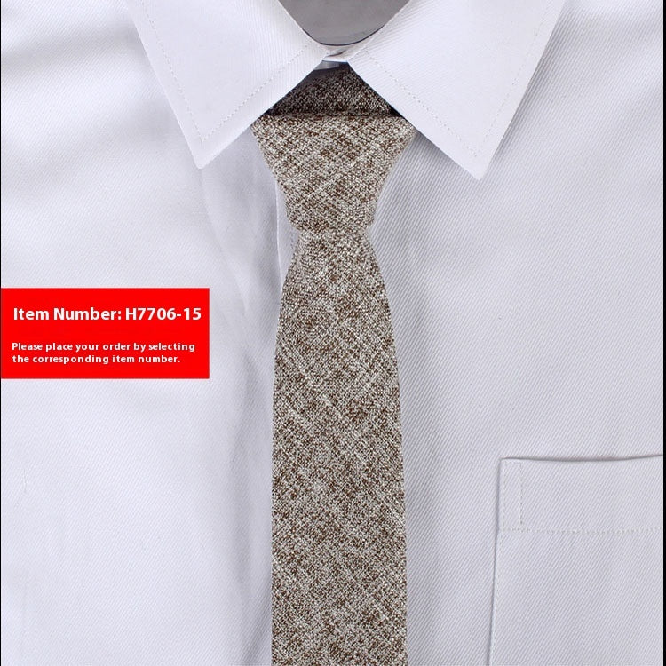 Men's Slim 6cm Cotton Necktie – Solid Color Arrow Tie for Business & Formal Wear | Canada & USA