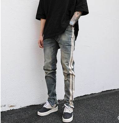 Distressed Retro Denim Jeans Pant Men