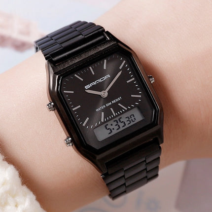 Men's Business Quartz Watch – Simple Dual Display Wristwatch