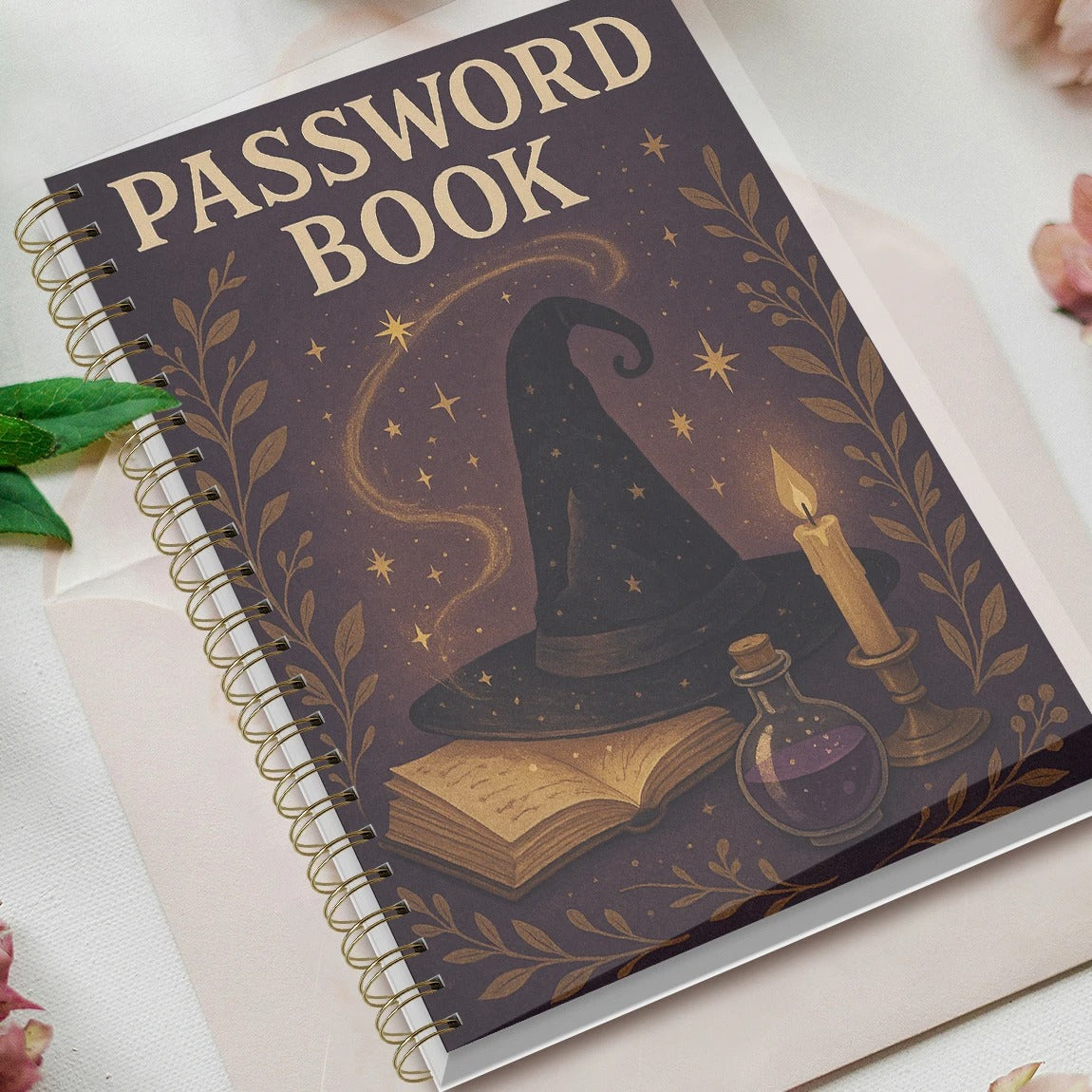 Witchy Password Book – A5 Spiral Notebook with Mystical Cover (Multicolour)