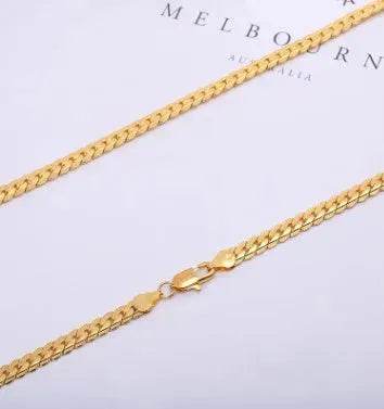 Men Necklace Gold Tone Snake Chain