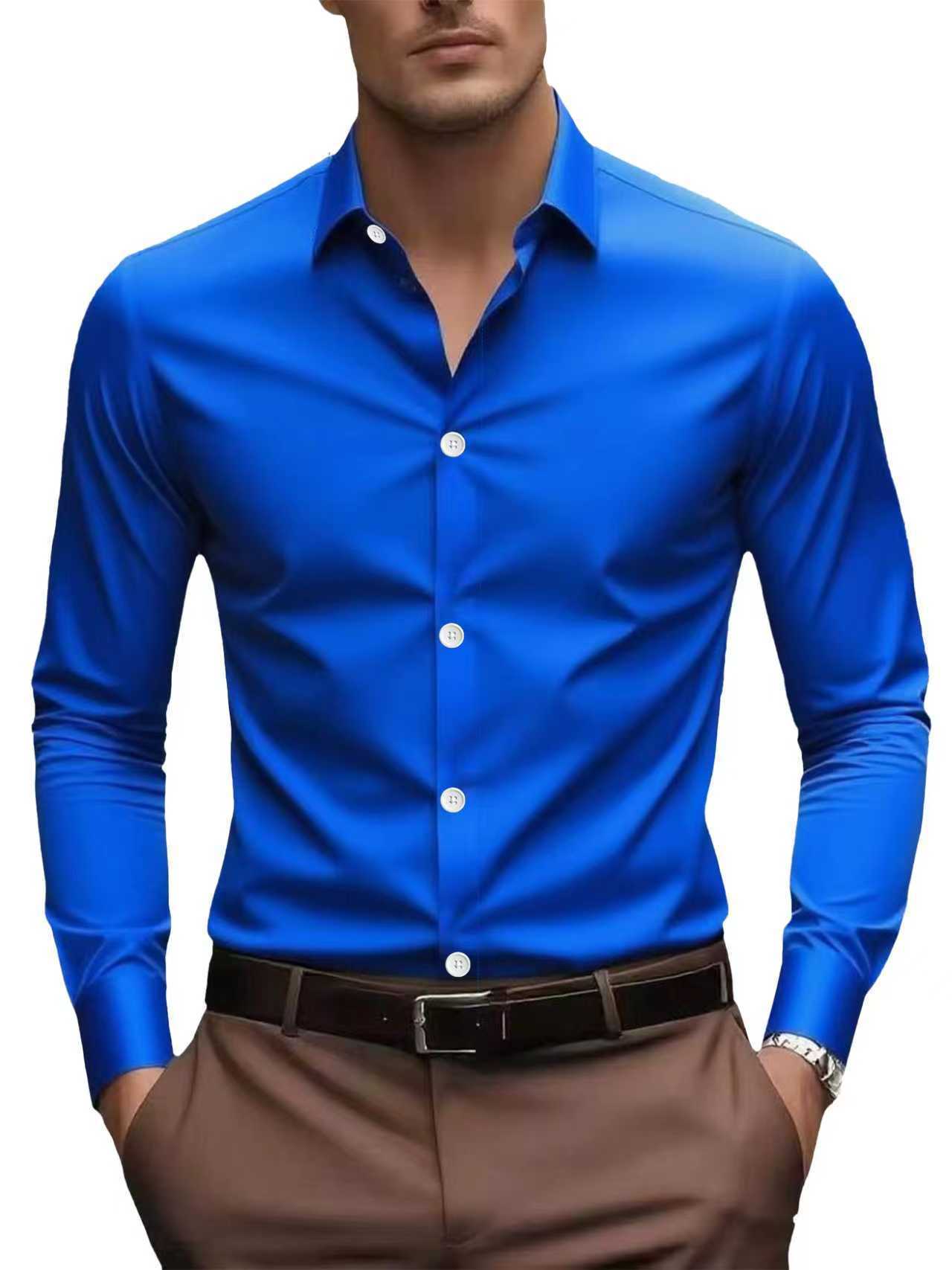 Men's Slim Fit Long Sleeve Business Dress Shirt – 12 Colors, S–3XL | Canada & USA