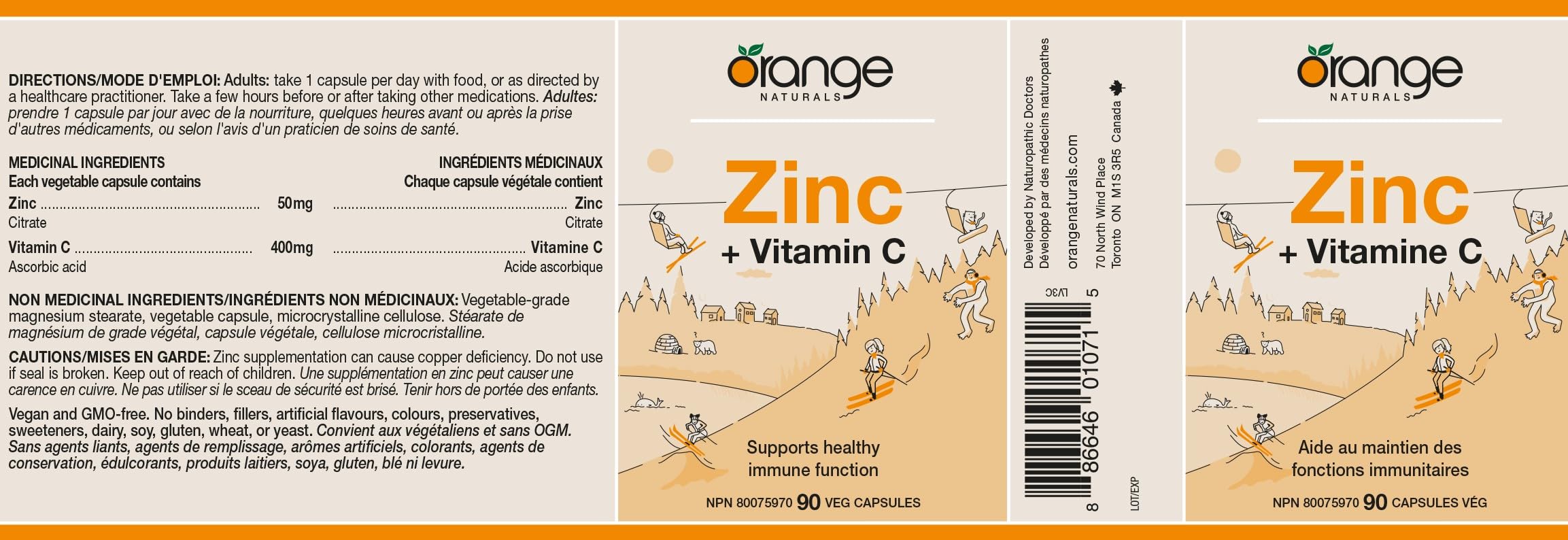 Orange Naturals - Zinc + Vitamin C (90caps)