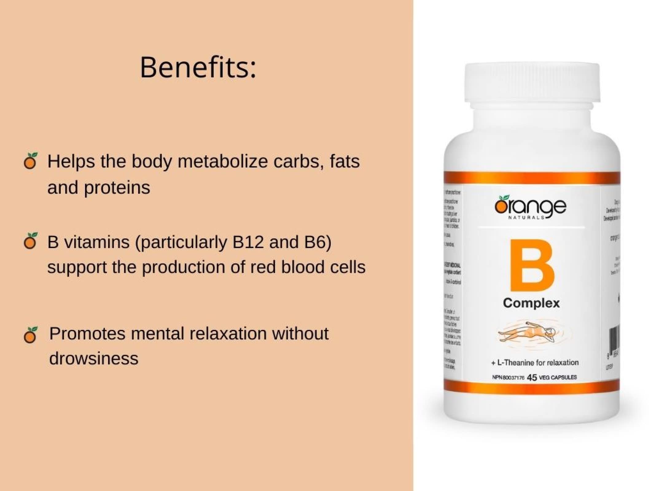 Orange Naturals - B-Complex With L-theanine (45vcap)
