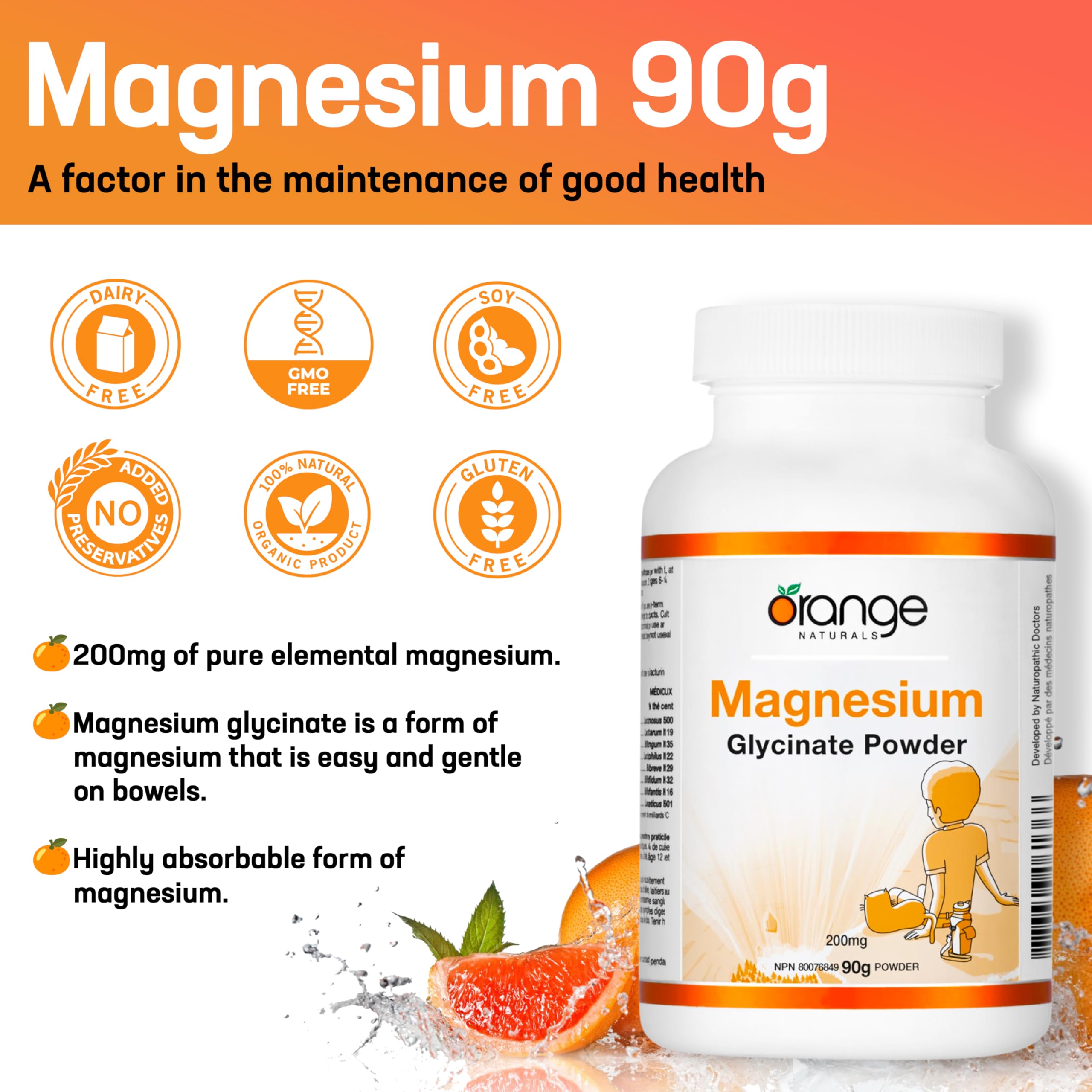 Orange Naturals - Magnesium Glycinate Powder (90g)
