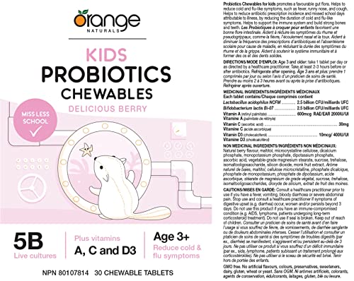 Orange Naturals - Kids Probiotics Chewables - Berry (30vcap)