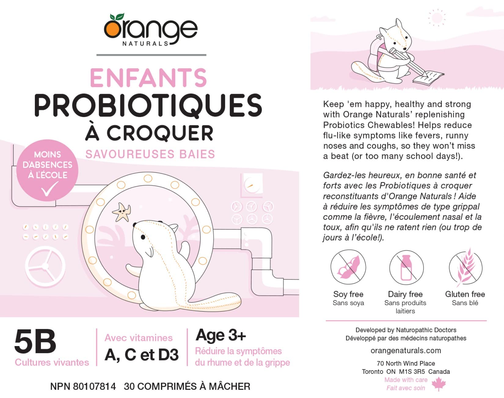 Orange Naturals - Kids Probiotics Chewables - Berry (30vcap)