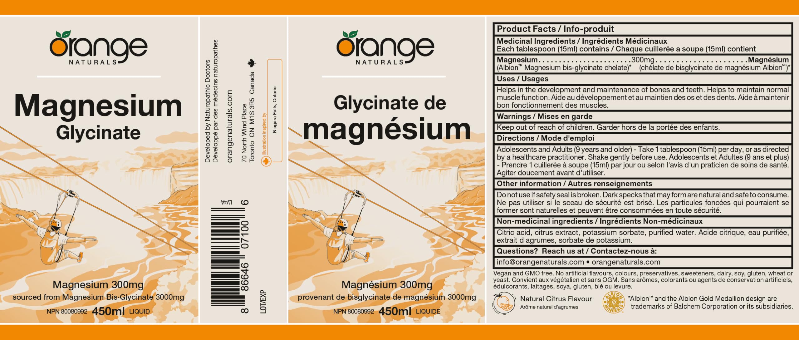 Orange Naturals - Magnesium Glycinate Liquid (450ml)